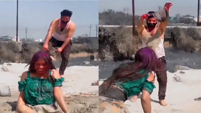 Girl Panties Removed In Holi Festival Viral