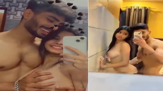Indian Teen Couple Mirror Selfie Fucking Video